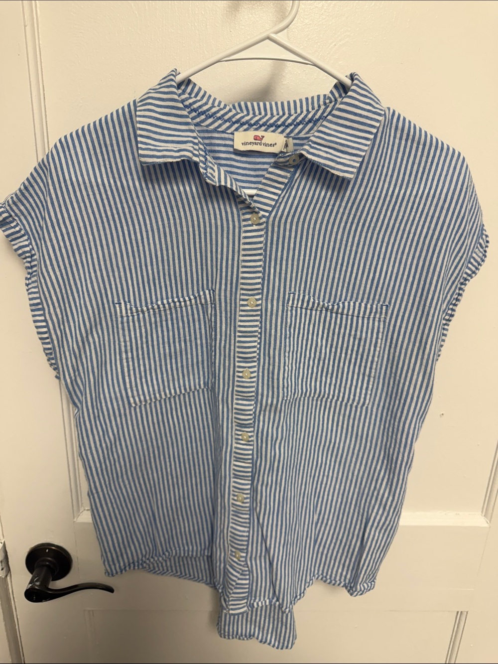 Vineyard Vines Blue & White Striped Camp Shirt